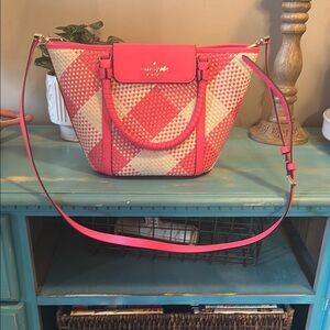 Kate Spade Pink and Cream Plaid Shoulder Bag
